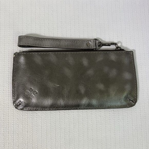 PATRICIA NASH St. Croce Tooled Italian Leather Wallet Wristlet Pewter Gray Strap - Picture 4 of 17